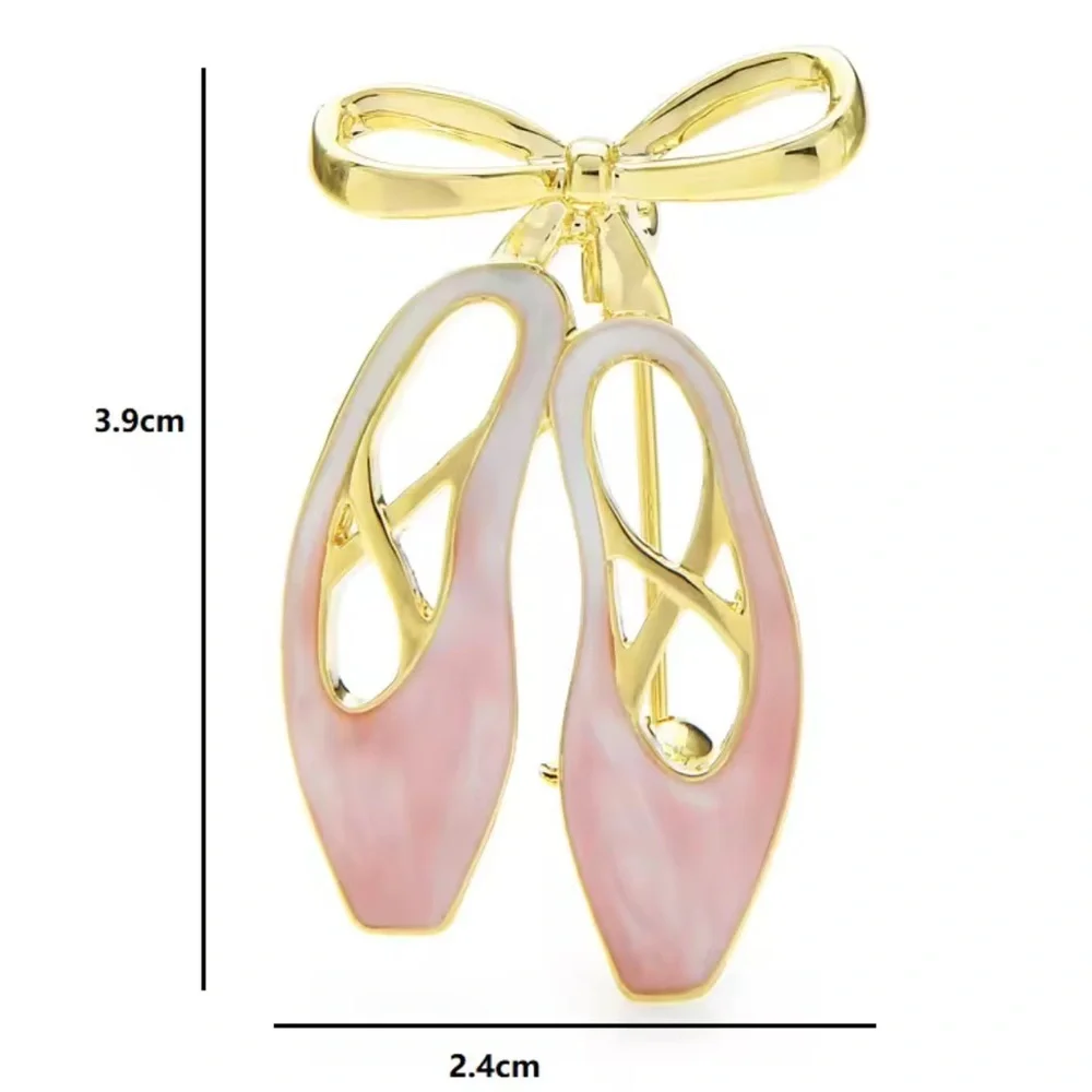 Charming Pink Ballet Shoe Brooch